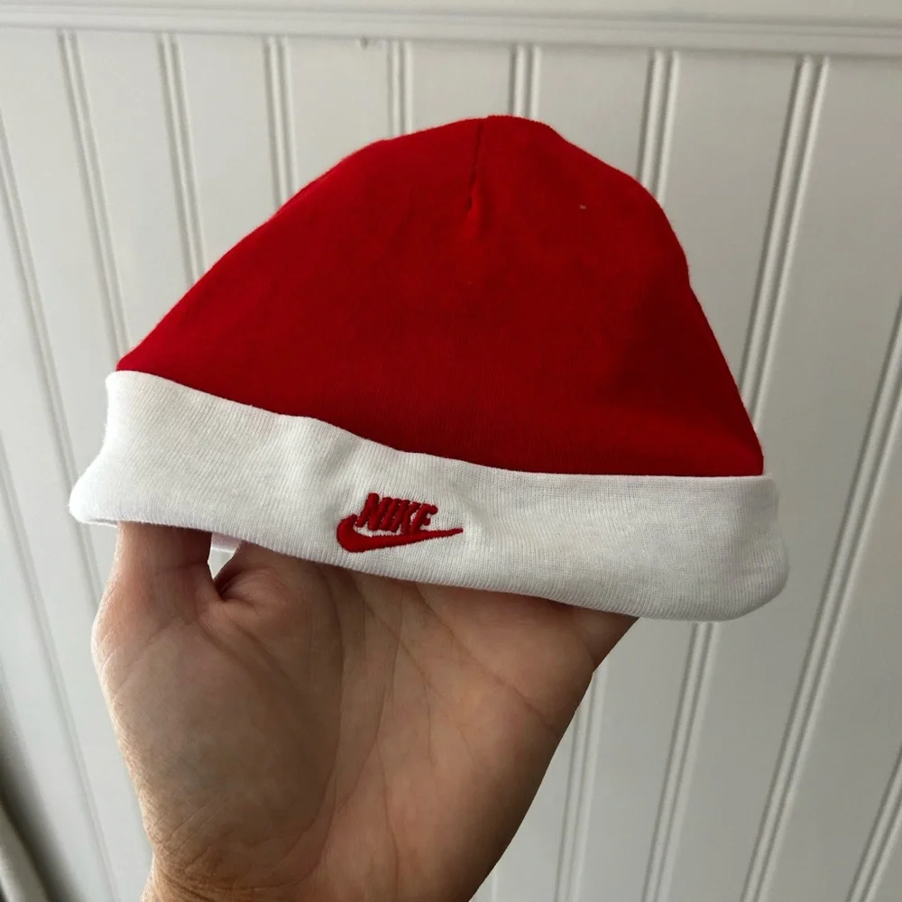 Nike Baby Hat and Matching Infant Socks in Red and White